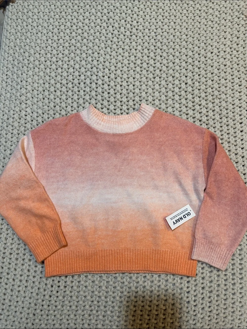 NWT Old Navy Pink to Peach Ombre Crewneck Sweater for Girls (XS-5)